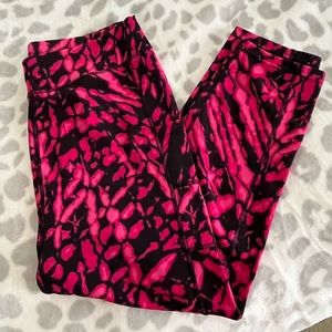 POPFIT Leggings Crop Capris Women's XL Black Pink Athletic